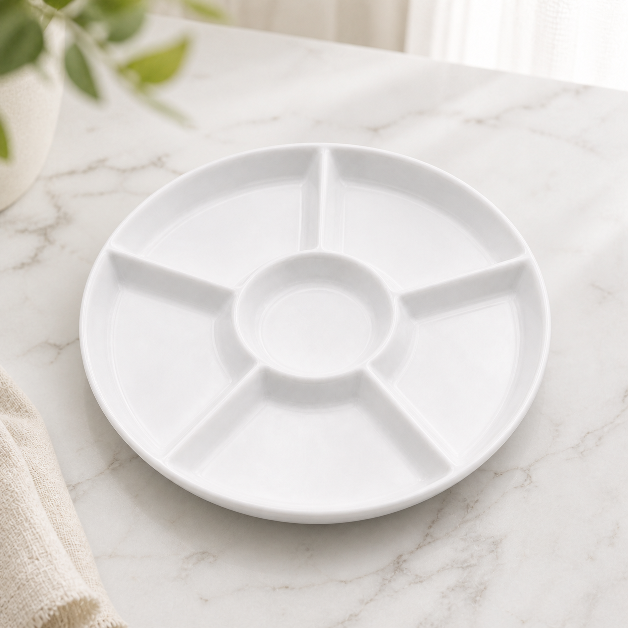 Ceramic Snack Plate Sectioned Serving Tray Durable Design | Nomeiz - Image 4