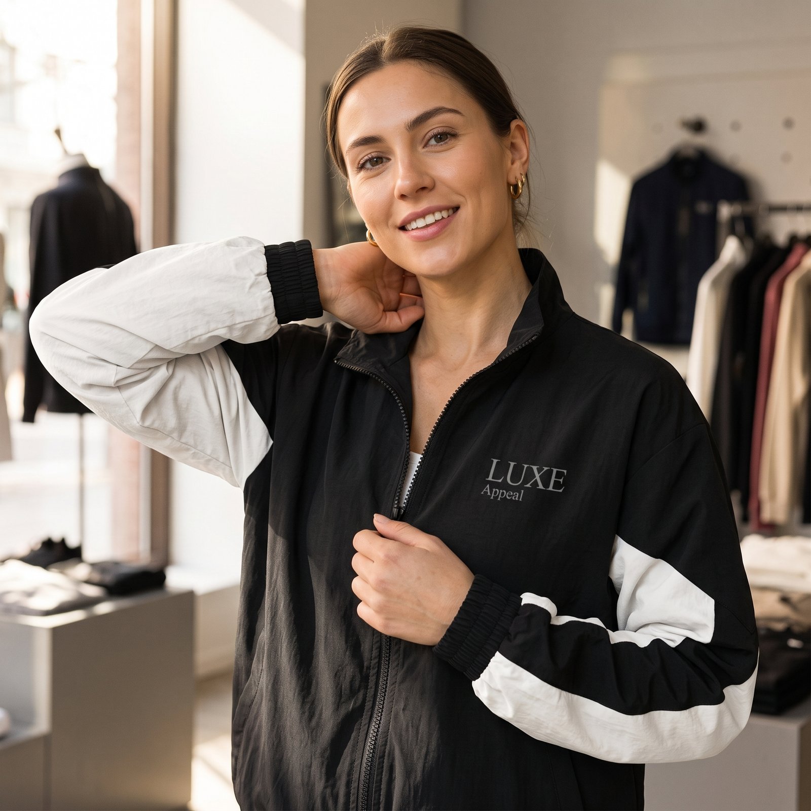 Luxe Apparel & Gift Women's Color Block Lightweight Windbreaker Jacket - Image 4