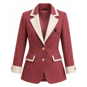 Luxe Apparel & Gift Muted Red Women's Contrast-Trim Blazer