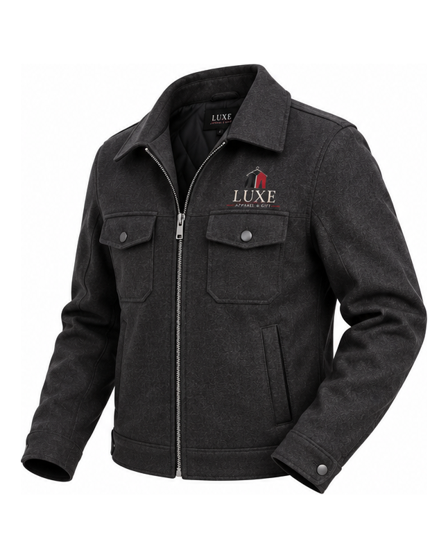 Luxe Apparel & Gift Charcoal Men's Zip Jacket - Image 3