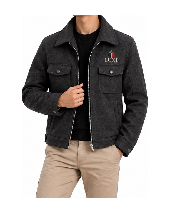 Luxe Apparel & Gift Charcoal Men's Zip Jacket - Image 6