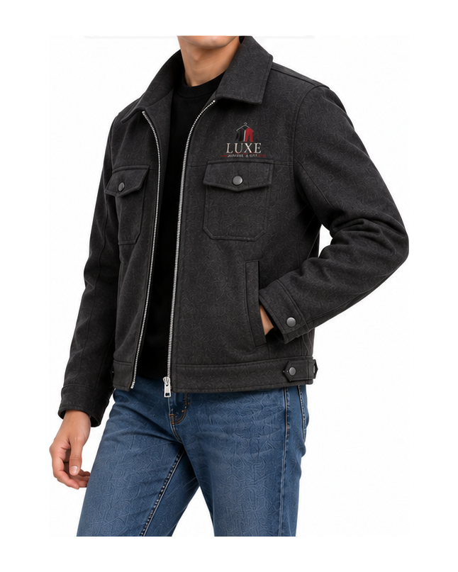 Luxe Apparel & Gift Charcoal Men's Zip Jacket - Image 7
