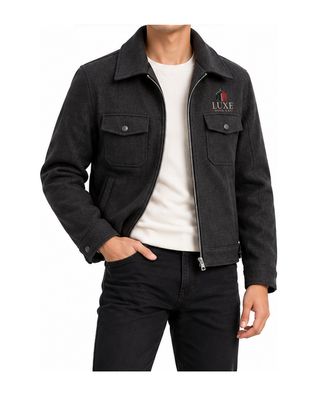 Luxe Apparel & Gift Charcoal Men's Zip Jacket - Image 8